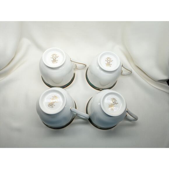 Set of 4 Lenox Kelly Debut Collection Cups and Saucers - 8 Pieces Green USA - Picture 7 of 9